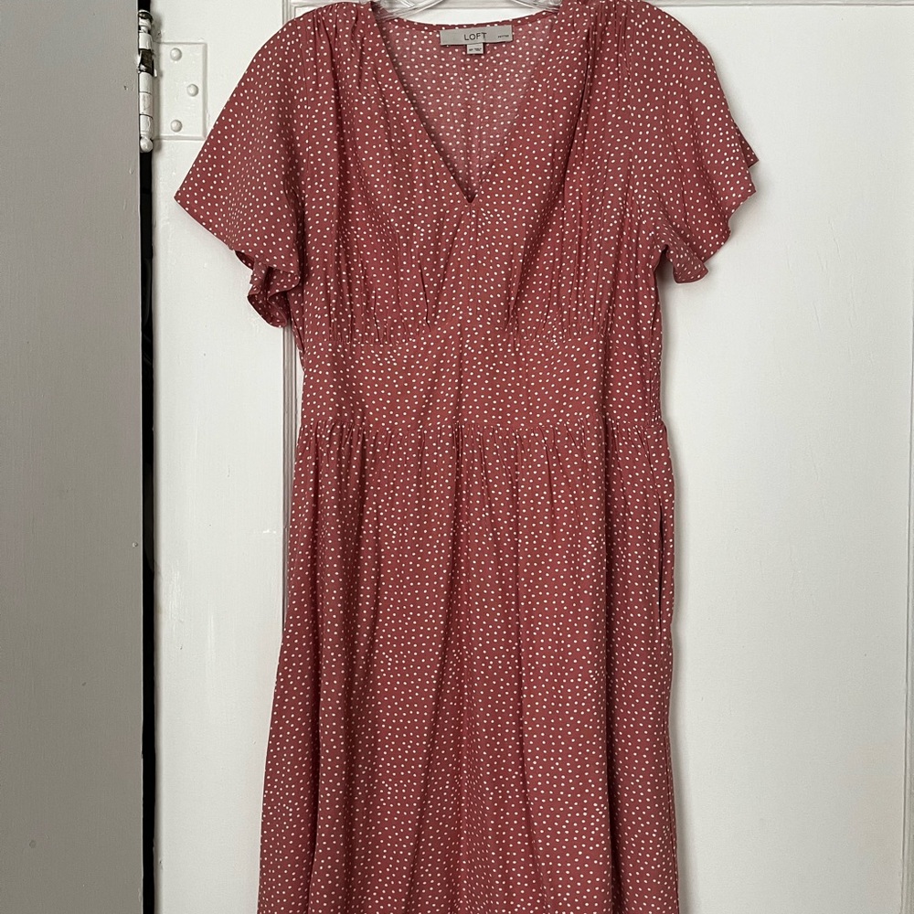 Loft mini dress pink polka dots